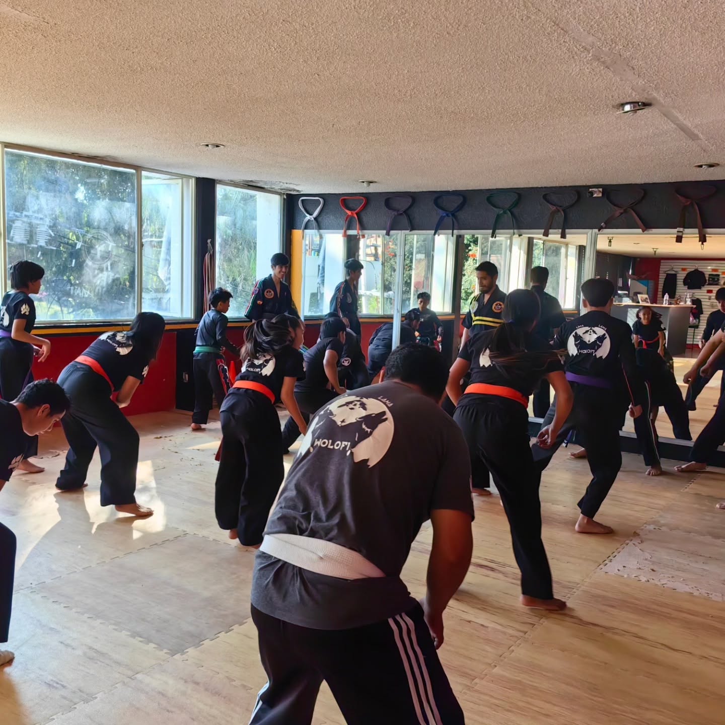 Alumnos en entrenamiento formativo de Limalama en el dojo de Cuernavaca
